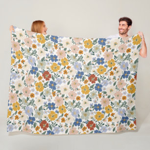 Wildblumenwiese Boho-Muster Fleecedecke