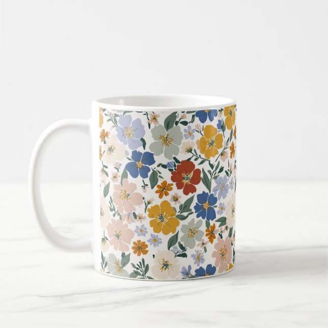 Wildblumenwiese Boho-Muster Kaffeetasse (Links)