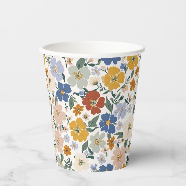 Wildblumenwiese Boho-Muster Pappbecher (Vorderseite)