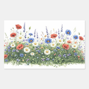 Wildblumenwiese botanischer Garten Blumen Rechteckiger Aufkleber