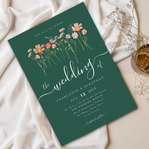 Wildblumenwiese Elegante Schrift Grün Einladung