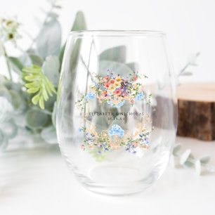 Wildblumenwiese Florale Hochzeitskrone Weinglas Ohne Stiel