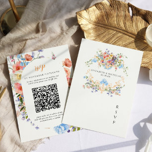 Wildblumenwiese Florale Hochzeitswappen RSVP Einladung