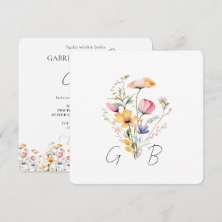 Wildblumenwiese Florales Monogramm Quadratische Ho Einladung