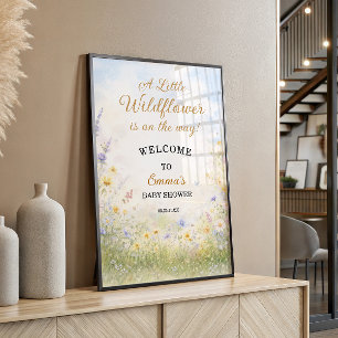 Wildblumenwiese Frühling Baby Shower Willkommen Poster
