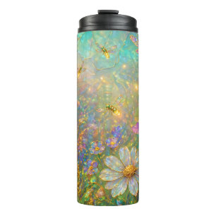 Wildblumenwiese mit leuchtenden Libellen Thermosbecher