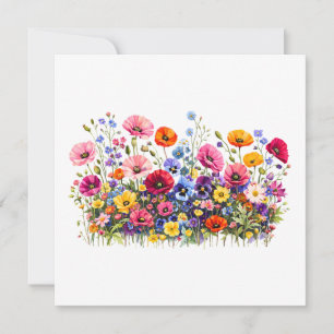 Wildblumenwiese mit natürlichen Wasserfarbenblüten Dankeskarte