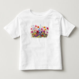 Wildblumenwiese mit natürlichen Wasserfarbenblüten Kleinkind T-shirt