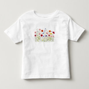 Wildblumenwiese mit natürlichen Wasserfarbenblüten Kleinkind T-shirt