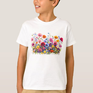 Wildblumenwiese mit natürlichen Wasserfarbenblüten T-Shirt