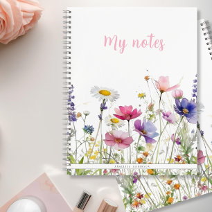 Wildblumenwiese Pink Schrift Doppel seitig Notizbuch