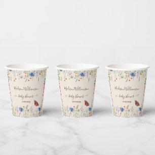 Wildblumenwiese Schmetterling Baby Shower  Pappbecher