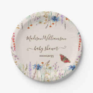 Wildblumenwiese Schmetterling Baby Shower  Pappteller