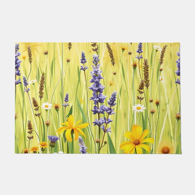 Wildblumenwiese Sommer Muster Fußmatte (Vorderseite)