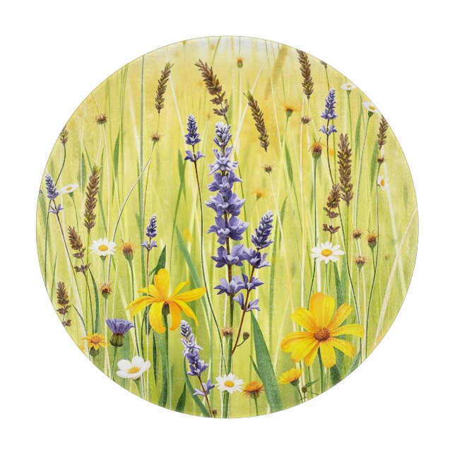 Wildblumenwiese Sommer Muster Schneidebrett (Vorderseite)