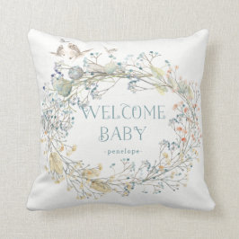 WildblumeWreath mit willkommenem Baby des Kissen