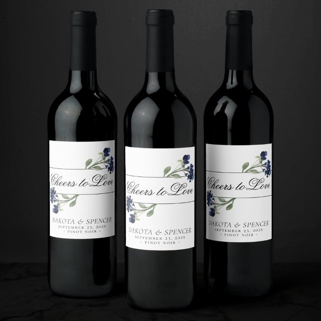 Wildblüte | Classic Blue Bohemisch Garden Wedding Weinetikett (Von Creator hochgeladen)