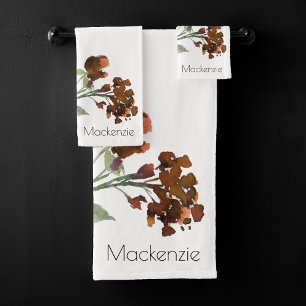 Wildblüte Terracotta Orange Bohemisch Badhandtuch Set