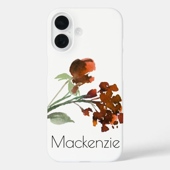 Wildblüte | Terracotta Orange Bohemisch iPhone 16 Hülle (Rückseite)