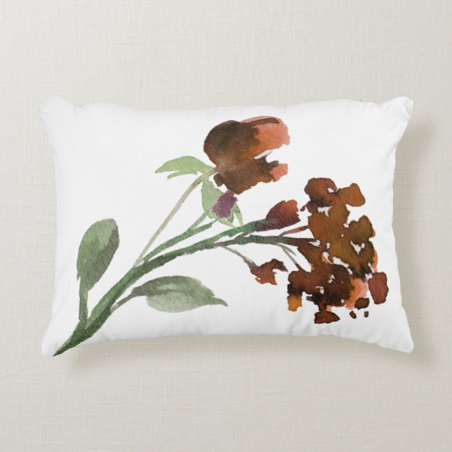 Wildblüte | Terracotta Orange Bohemische Blume Dekokissen (Vorderseite)