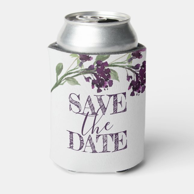 Wildblüte | Tief Lila Save the Date Bohemisch Dosenkühler (Kanne Rückseite)