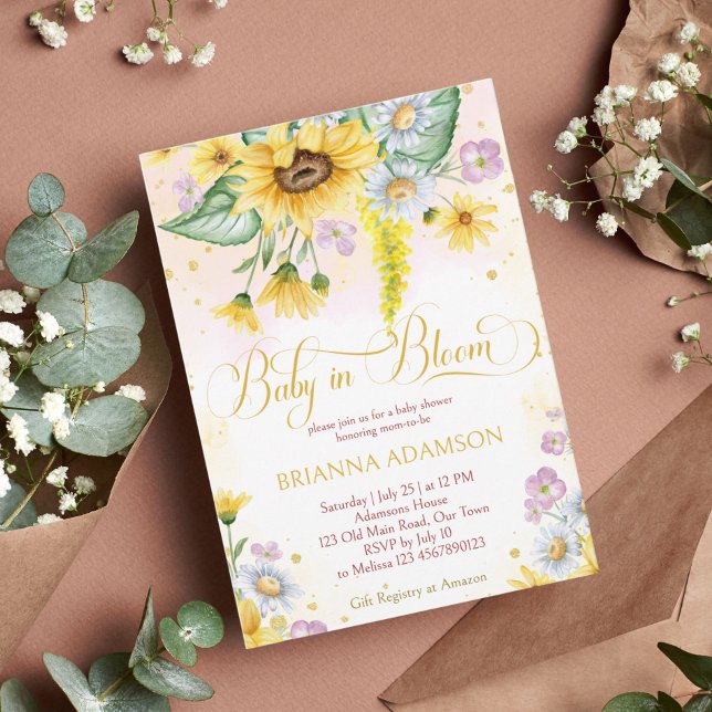 Wildblütenbaby in blühender Babydusche Einladung (Von Creator hochgeladen)