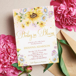 Wildblütenbaby in blühender Babydusche Einladung