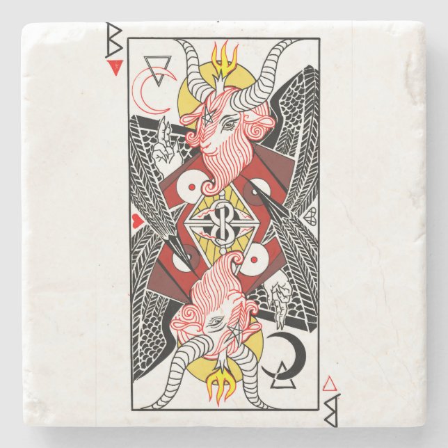 WILDCARDXFAUST Baphomet MarmorUntersetzer Steinuntersetzer (Vorderseite)