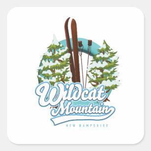 Wildcat Mountain New Hampshire Ski-Plakat Button Quadratischer Aufkleber
