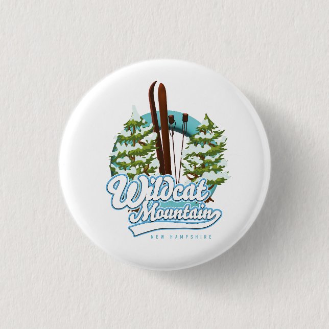 Wildcat Mountain New Hampshire Ski Poster Button (Vorderseite)