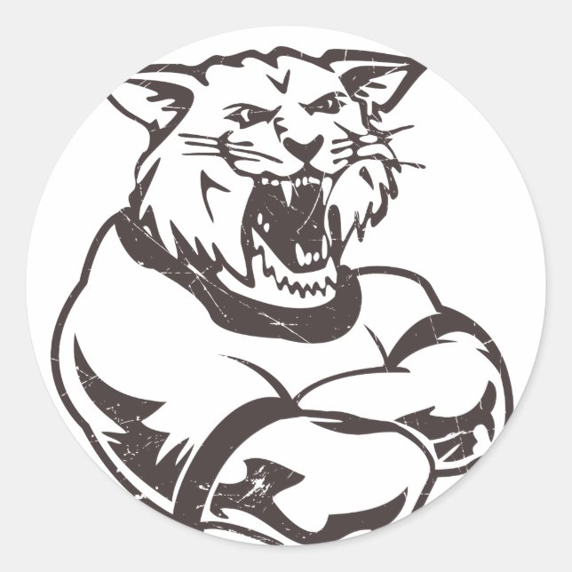 Wildcats Mascot Runder Aufkleber (Vorderseite)