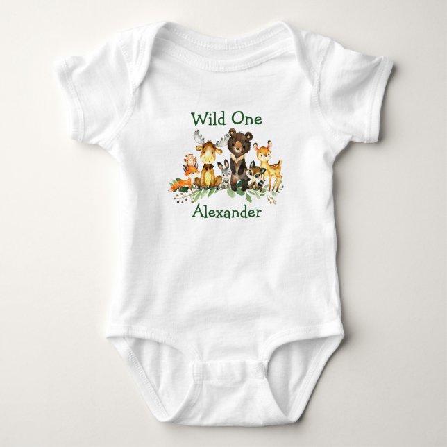 Wilde 1. Geburtstag Waldtiere Baby Strampler (Vorderseite)