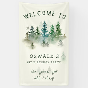 Wilde 1. Geburtstag Wasserfarben Waldtiere Banner