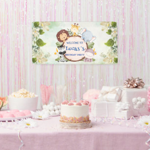 wilde 1. Geburtstagsjungelsafari Geburtstagsparty Banner
