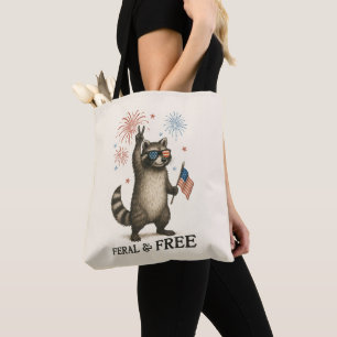Wilde, aber freie Feuerwerke Wilde Raccoon 4. Juli Tasche