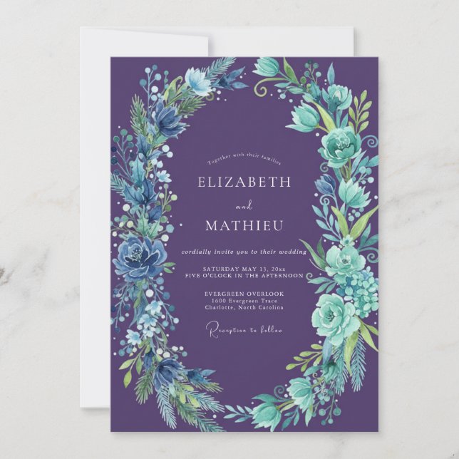 Wilde Amethyst-Cyanthe Hochzeit Einladung (Vorderseite)