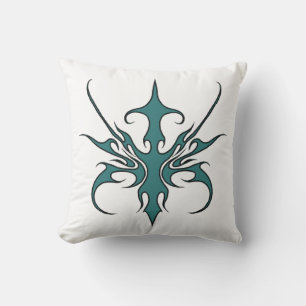 Wilde Aquamarin-Tribal-Linienkunst-Illustration Kissen