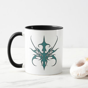 Wilde Aquamarin-Tribal-Linienkunst-Illustration Tasse