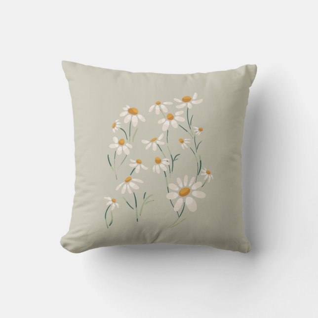 Wilde Ästhetik Chamomile Delikate Blume Kissen (Vorderseite)