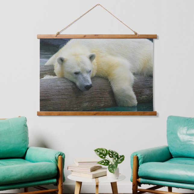Wilde Bären - Naturpolarbär Wandteppich Mit Holzrahmen (Wohnzimmer)