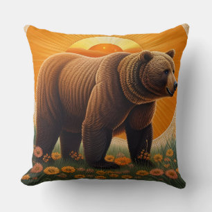 🐻 Wilde Bärenmajestät – Naturszene Goldenes Feld Kissen