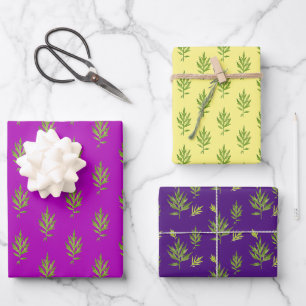 Wilde Blätter auf einem Set von Wrapping Paper