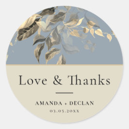 Wilde Blätter Dusty Blue Floral Wedding Runder Aufkleber