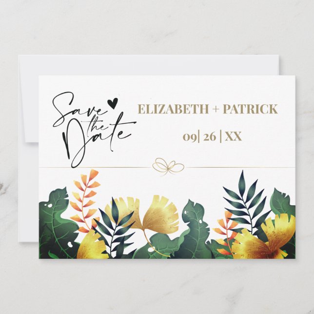 Wilde Blätter, Save the Date Einladung (Vorderseite)