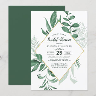 Wilde Blätter Wasserfarbe Hunter Green Bridal Show Einladung