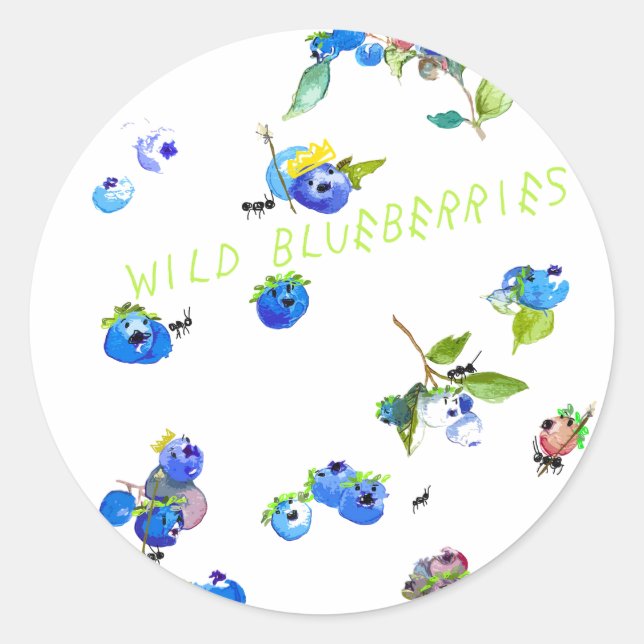 Wilde Blaubeere Runder Aufkleber (Vorderseite)