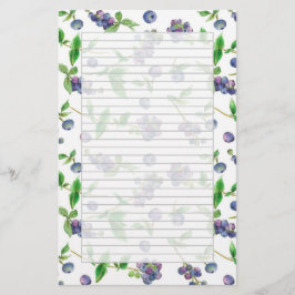 Wilde Blaubeeren Wasserfarbe Frucht grau Lined Briefpapier