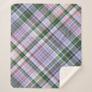 Wilde Blaue Astern Blau, Rosa und Grün Kariert Sherpadecke