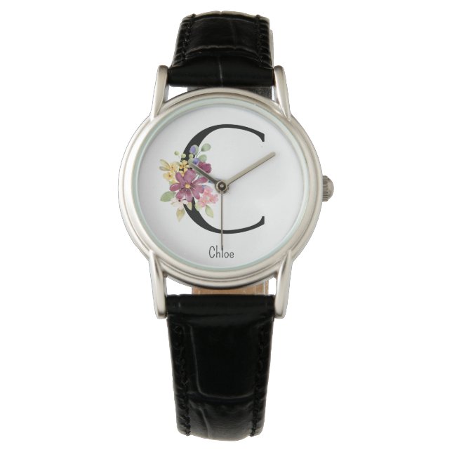 Wilde Blume Alphabet C Watch Armbanduhr (Vorderseite)