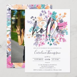 Wilde Blume Aquarell Blumenchic Foto hello 30 Einladung